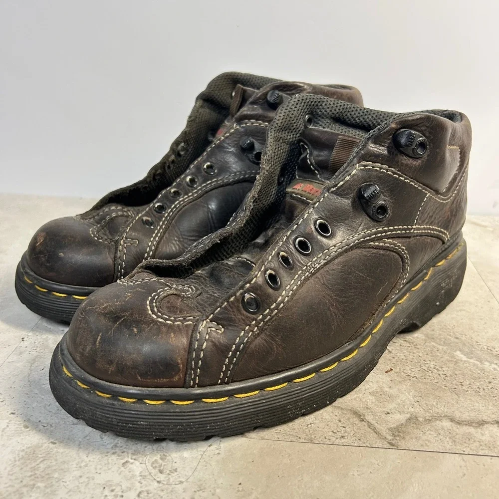 Dr Martens AW004 Brown Leather Hiker Boots Mens Size 8 Vintage Gorpcore Grunge